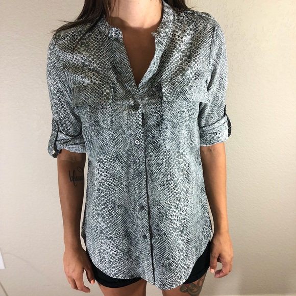 Calvin Klein Tops - Calvin Klein Snake Print Button Up